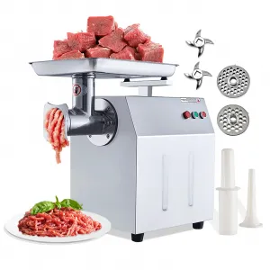 1500W Commercial Meat Grinder - Heavy-Duty Stainless Steel Electric Grinder, 772 lbs/H with 2 Blades, 2 Plates, Sausage Stuffer Tube & Food Pusher for Home & Kitchen Use
