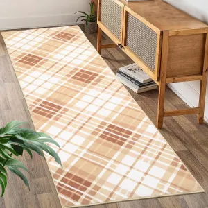 Runner Rug 2x6 Modern Plaid Area Rug Washable Rug Indoor Soft Entryway Runners Non Slip Kitchen Laundry Runner Rug Plaid Printed Accent Rug for Living Room Bedroom Fireplace Coffee