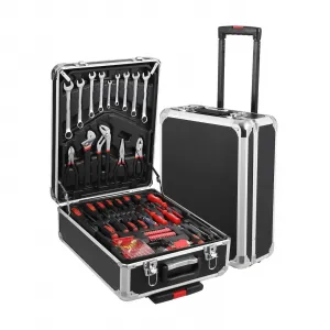 800-Piece Tool Kit with Aluminum Trolley Case - Mechanic Rolling Tool Box, Socket Wrench Hand Tools, Household Repair Kit, and Tool Belt