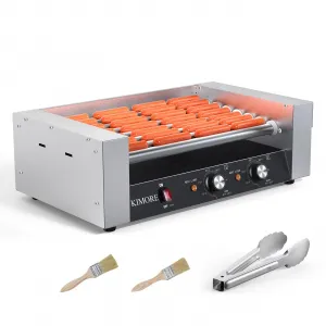 Hot Dog Roller, 18 Hot Dog 7 Roller Grill Cooker Machine with Stainless Steel Removable Drip Tray, 1050W Hot Dog Machine for Commercial and Household Use