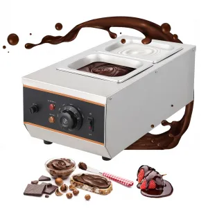 Chocolate Tempering Machine - 1.58 QT*2 Tanks, TEMP Control 86~176℉, 800W Stainless Steel Electric Commercial Food Warmer, For Chocolate/Milk/Cream Melting