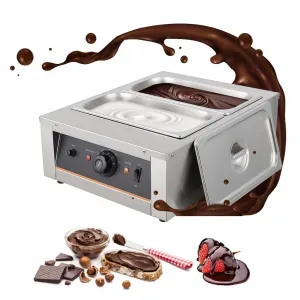 Chocolate Tempering Machine - 4.12 QT*2 Tanks, TEMP Control 86~176℉, 1500W Stainless Steel Electric Commercial Food Warmer, For Chocolate/Milk/Cream Melting