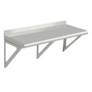 48 inch Stainless Steel Wall Shelf NSF Commercial Wall-Mounted Shelving Appliance & Equipment Metal Shelving With a Backsplash and Two Brackets for Kitchen Restaurant Garage Laundry Utility Room