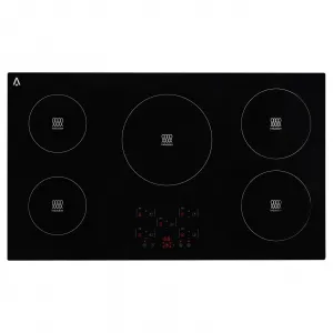 5 Burner Electric Cooktop - 36" 9600W Ceramic Glass Radiant Electric Stovetop Built-in Stove Top, Ceramic Glass Radiant Stovetop, Kid Safety Lock, Timer, 240V,BLACK