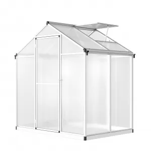 6.25x4 FT Polycarbonate Greenhouse with Roof Vent and Quick Setup, Aluminum Frame, Integrated Gutter, Large Walk-in, Outdoor Garden Backyard