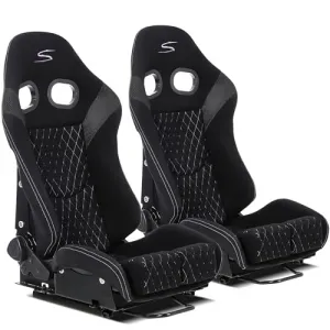 Racing Seats PU & Carbon Leather, Adjustable Angle, Dual Sliders, Purple, 1 Pair