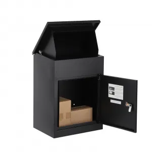 Package Delivery Boxes Extra Large 17.3"x13.8"x22.8" Black Waterproof Lockable Parcel Storage for House Porch Curbside