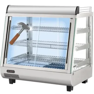 36 in Commercial Food Warmer Display Case, Adjustable Shelves, Glass Sliding Doors, 3 Tier, Electric Heated, Countertop, Stainless Steel, Clear Glass