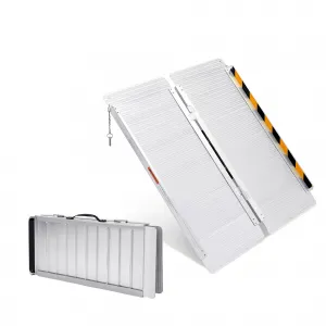 Heavy Duty Portable Wheelchair Ramp 600Lb Capacity Foldable Aluminum Safety Lock Non-Slip Grip Lightweight for Cars Doorways Steps