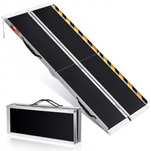 4 FT Wheelchair Ramp,Non-Slip Aluminum Folding Wheelchair Ramp,Door Threshold Portable Wheelchair Ramps for Home, Wheel Chair Ramp for Home Steps, Scooter Ramp for Car, Doorways, Curbs, Stairs
