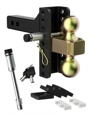 Adjustable Trailer Hitch Solid Hitch, Fits 2.5-Inch Receiver, 6-Inch Drop Hitch, Steel Tow Balls 2" & 2-5/16, 20,000 LBS GTW for Heavy Duty Truck, with 2 Locks