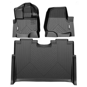 Floor Mats Compatible with Ford F150,Custom Fit Floor Liners for 2015-2023 Ford F-150 Super Crew Cab, 1st & 2nd Row TPE All Weather Protection,Black