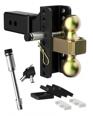 Adjustable Trailer Hitch Solid Hitch, Fits 2 & 2.5-Inch Receiver, 6-Inch Drop Hitch, Steel Tow Balls 2" & 2-5/16, 20,000 LBS GTW for Heavy Duty Truck, with 2 Locks