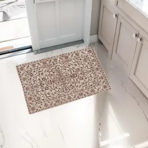 2x3 Ft Boho Area Rug Camel Red, Modern Machine Washable Floral Carpet for Living Room Bedroom, Ultra Thin Low Pile, Non Slip Backing