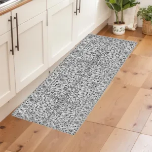 2x6 Ft Boho Area Rugs, Modern Machine Washable Floral Rug, Black, Living Room Bedroom