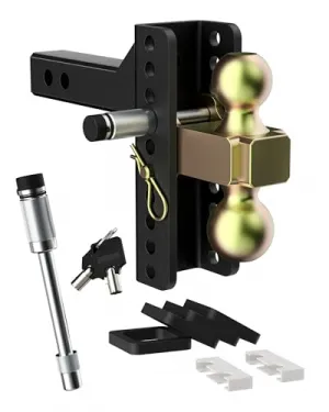 Adjustable Trailer Hitch Anti-Theft 7" Drop Hitch Ball Mount for 2 Inch Receiver, 2" and 2-5/16" Dual Balls, Keyed Double-Locked Pins Tow Hitch, 18500 LBS Towing Capacity Black