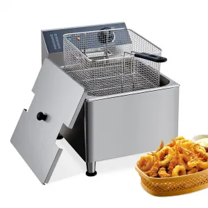 Deep Fryer with Basket Commercial 11L Electric Countertop Fryer Stainless Steel Deep Fryers for Restaurant Home Use with Extra Large Frying Basket and Lid, 110V, 1700W