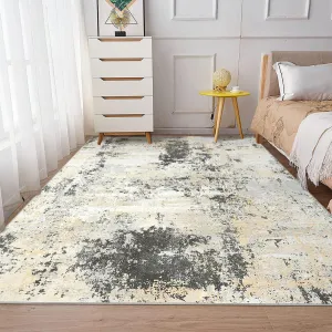 Modern Abstract Rug 6x9 Grey Non Slip Low Pile Indoor Floor Carpet for Living Room Office Dining Bedroom