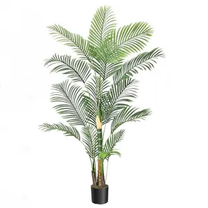 6ft Golden Cane Palm Artificial Tree, Large Tropical Palm Tree, PE Material & UV Resistant Fake Plant in Pot for Indoor Outdoor Home Decor Office House Living Room