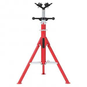 V-Head Pipe Jack Stand with 4 Rolling Balls, Adjustable 28"-52" Height, 2500 LBS Load Capacity, Heavy Duty Steel, Foldable Legs, Portable for Welding