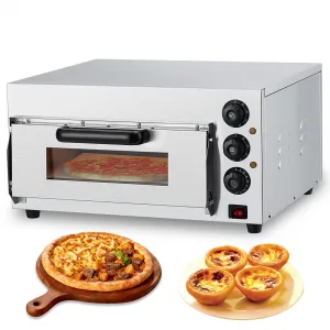 Electric Pizza Oven Countertop, 16 Inch Commercial Pizza Oven with Adjustable Temperature, Oven Light, Pizza Stone and 60 Minute Timer, Indoor Stainless Steel Pizza Maker, 110V/1600W