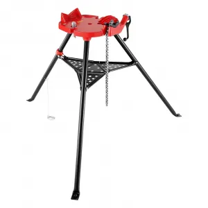 Chain Vise with Tripod Stand 1/8"-6" Pipe Capacity 1323 lbs Load Hardened Teeth Steel Legs Folding Portable Plumbing Electrical