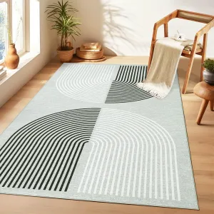 Area Rugs 6x9 Living Room Rug, Modern Washable Rugs Grey Rug Soft Bedroom Rug Geometric Arch Rugs, Non Slip Indoor Floor Carpet for Dining Room, Grey