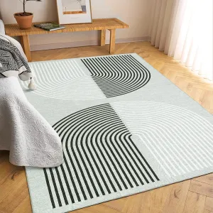 Modern Geometric Rug 5x7 Soft Washable Arch Grey Rug Non Slip Low Pile Indoor Carpet for Living Room Nursery Bedroom Kitchen