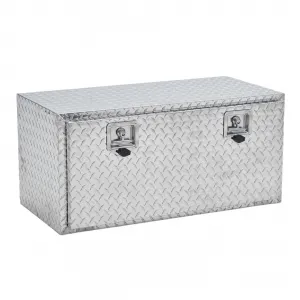 Aluminum Underbody Truck Box with T-Handle Latch, Waterproof Truck Storage Organizer Chest For Pick Up, RV Trailer, Durable Truck Side Tool Box with a Mesh Pocket-Silver