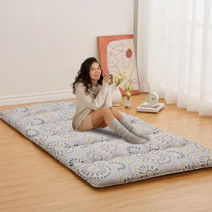 Japanese Futon Mattress, Twin Size Futon Floor Mattress Japanese Style Floral Pattern Mattress for Floor, Tatami Mat, Sleeping Mattress Pad for Camping Travel, Disc Flower