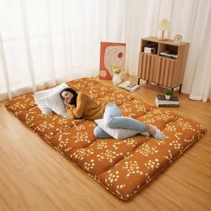 Japanese Futon Mattress, Full Size Futon Floor Mattress Japanese Style Floral Pattern Mattress for Floor, Tatami Mat, Sleeping Mattress Pad for Camping Travel, Bouquet