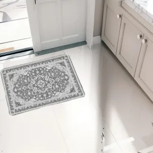 2x3 Ft Vintage Machine Washable Area Rug with Rubber Backing for Living Room Bedroom Kitchen Dining Room Home Office Gray