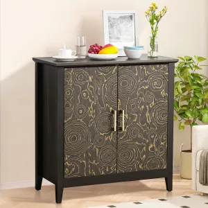 Modern Farmhouse Sideboard Buffet Cabinet with Storage with 2 Doors, Accent Cabinet with Storage, Wood Coffee Bar Cabinet with Adjustable Shelf for Kitchen, Hallway, Entryway, Living Room, Farmhouse