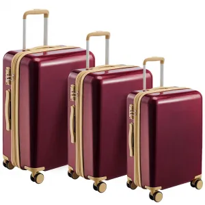 3 Piece Luggage Travel Sets With TSA Lock, Telescopic Handle, 360° Silent Dual Wheel, Hardshell Suitcase, 20''24''28'' Red One Size