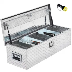 30 Inch Heavy Duty Diamond Plate Toolbox, with Shelf-Silver