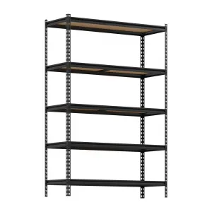 5-Tier Storage Shelves, Heavy Duty Metal Shelving Unit, Adjustable Garage Storage Shelving Utility Rack for Warehouse Pantry Kitchen Basement Laundry, Black, 48" L x 18" W x 73" H