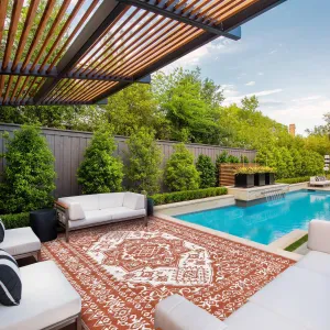 Outdoor Brick Red 9x12 Plastic Straw Rug, Waterproof Stain Resistant Reversible for Camping, Garden, Backyard, RV, Patio