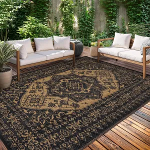8x10 Outdoor Rug Waterproof Reversible Plastic Straw Vintage Medallion Design Polypropylene Non-Slip Patio Camp RV Mat Balcony Deck