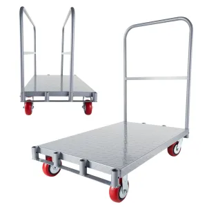 Drywall Cart Steel Panel Truck, 2 in 1 Heavy Duty Flatbed Carts with Wheels, Platform Flat Bed Cart with 2200 Lbs Capacity, 2 Swivel Casters, 1 Front and 2 Side Handrails