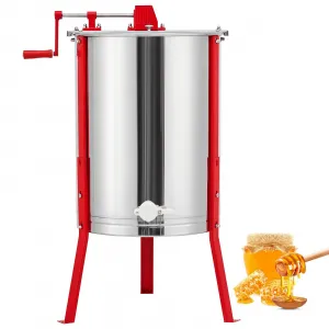 Manual Honey Extractor 4-Frame Stainless Steel with Adjustable Legs Transparent Lid Beekeeping Tool for Apiaries