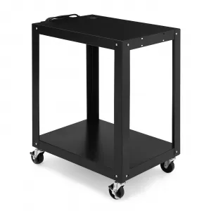 Av Cart, 26 Inch Height 2-Layer Av Cart, Media Cart with Power Strip, Heavy- Duty Av Car with 4 Rolling Casters and 2 Locking Brakes for Presentations Office and Schools