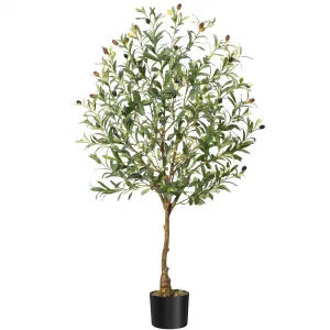 Olive Trees Artificial Indoor, 7ft Tall Olive Tree Plants, Faux Olive Tree with Realistic Trunk, Leaves, Fruits for Home Office Decor