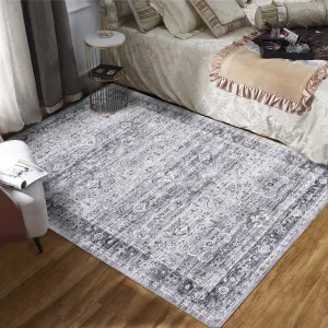 8x10 Area Rugs for Living Room Vintage Washable Rug Oriental Floral Large Area Rug Ultra-Soft Indoor Carpet Non Slip Foldable Thin Rug for Bedroom Dining Room Nursery Home Office