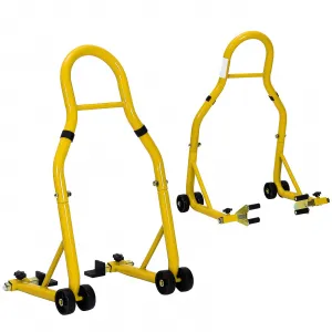 Heavy Duty Motorcycle Stand Lift - 900 lbs Capacity, Adjustable Universal Fit, Steel Frame, Front & Rear Combo, Yellow, for Repairs & Storage