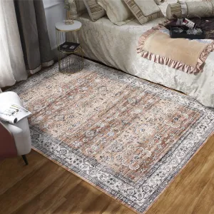 8x10 Area Rugs for Living Room Vintage Washable Rug Oriental Floral Large Area Rug Ultra-Soft Indoor Carpet Non Slip Foldable Thin Rug for Bedroom Dining Room Nursery Home Office