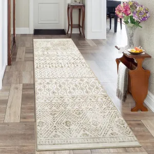 Runner Rug, 2x6 Machine Washable Area Rug Transitional Taupe Indoor Carpet for Living Room Bedroom Dining Room Kitchen Rug Playroom Office