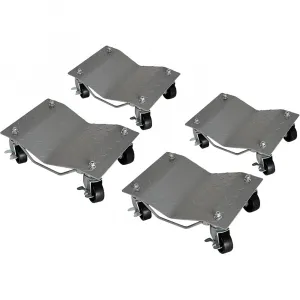 4-Tire 16"x12" Car Dolly – 6000-LB Heavy-Duty Vehicle Mover with 360° Rotatable Wheels for Auto Transport Silver