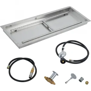 48″×14″ in Drop in Fire Pit Burner Kit, Stainless Steel Fire Pit Kit with Burner, Hose Kit, Insert Rectangular Fire Pit Burner Pan for Propane, Natural Gas, Outdoor Fire Pit Pan Kit