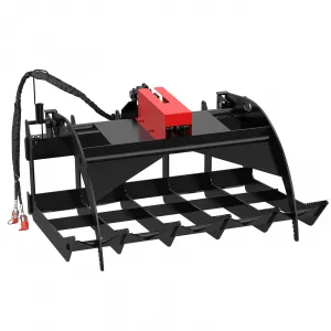 Attachments 48in Economy Skid Steer Root Grapple Bucket Attachment, 3/8in Thick Steel Frame, Quick Tach Mounting System
