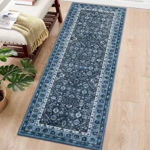 Washable Runner Rug Blue 2x6 Rug for Hallway Laundry Room Kitchen Entryway Bathroom Non Slip Rug Runners with Rubber Backing,Non Skid Stain-Resistant Non Shedding Runners
